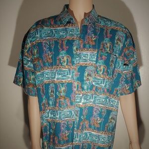 LOCAL MOTION HAWAIIAN BUTTON UP SHIRT LARGE